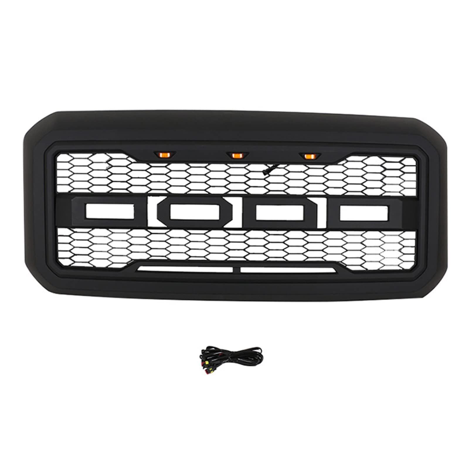 PARQUS 1Pcs Front Grille Bumper with Light Mesh Vent Trim Grill Bar Black Fits for F250 2011-2016