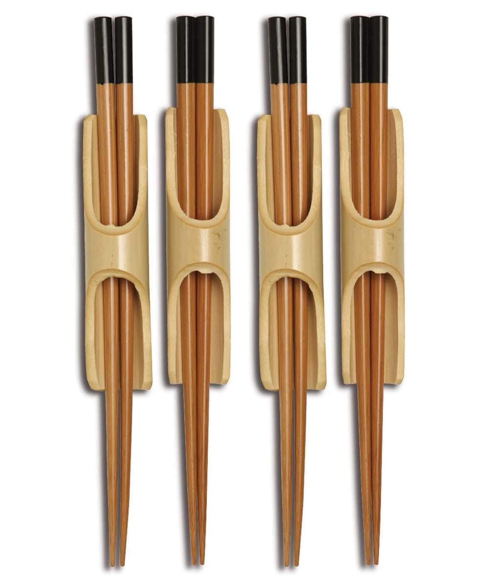Burnished Bamboo Chopstick Set with Holders (Burnished Bamboo, 4 Pack)