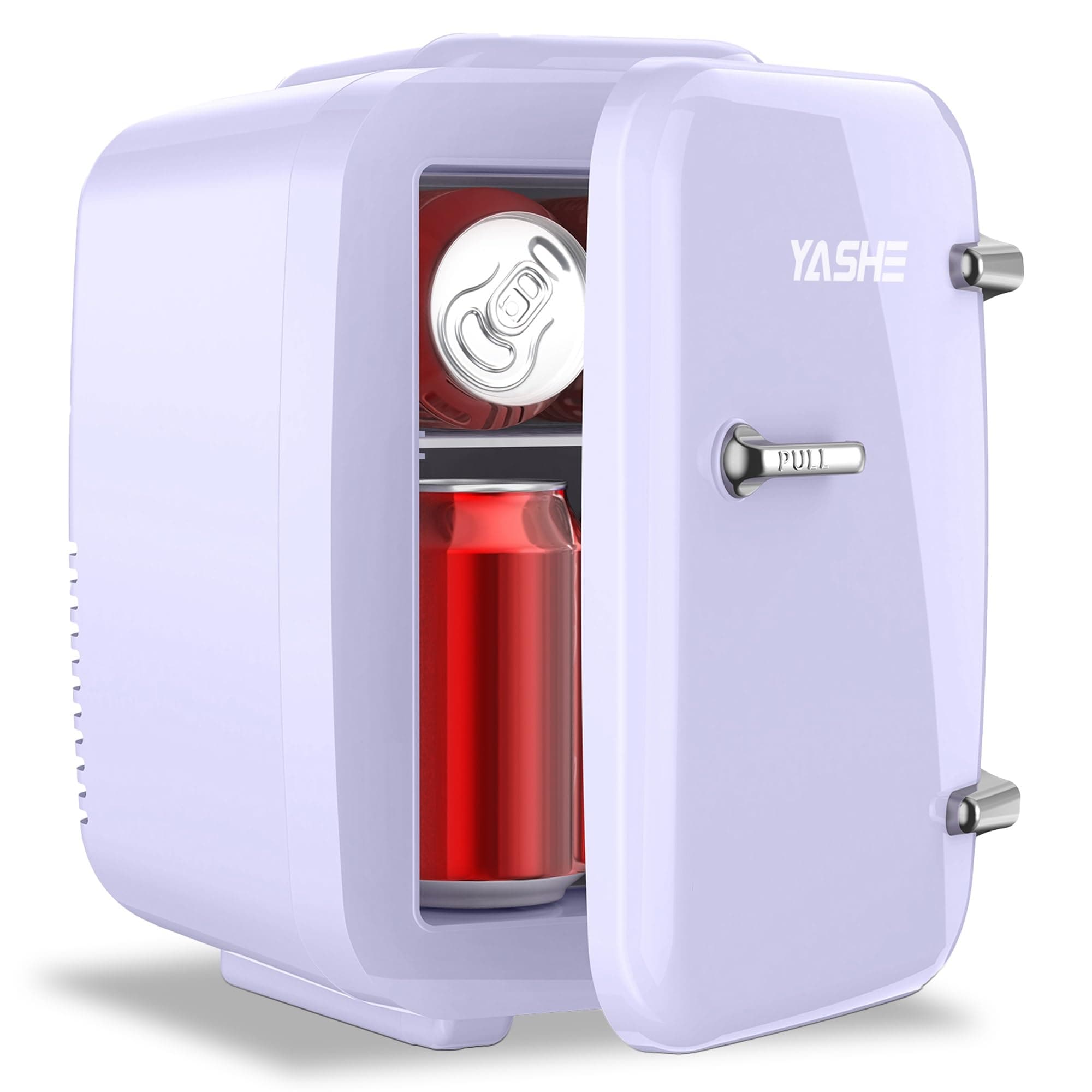 – YASHE Mini Fridge for Bedroom, 4 Liter/6 Cans Small Fridge, AC/DC Thermoelectric Cooler and Warmer Mini Fridge for Drink Office Dorm Car, Purple