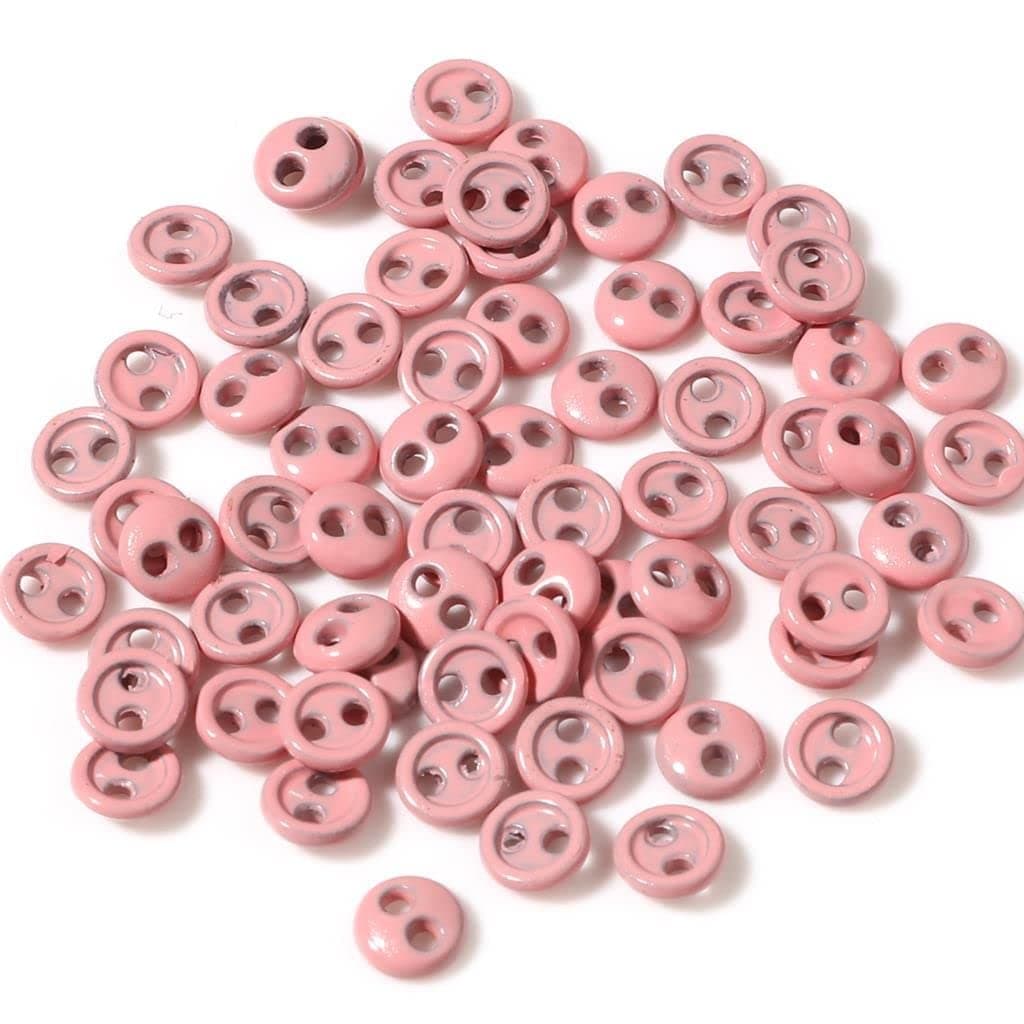 50Pcs/Pack 3/4/5mm Mini Buttons for DIY Doll Clothes Round Candy Color 2 Holes Card Making Scrapbooking Buttons Sewing Accessories(4mm,Pink)