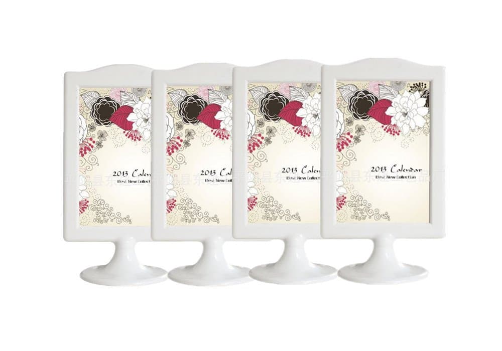 Leoyoubei 4x6 Double Sided Standing Picture Frames,4 Pack Vertical Photo Frames with Inserts and Base,2 Sided Table Menu Display Stand Frame for Display Restaurant Signs,Wedding Table Numbers (White)