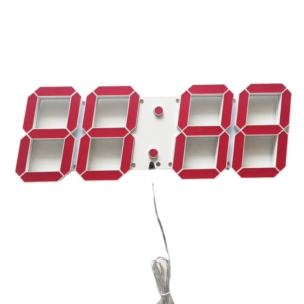 Redlution Large LED Digital Wall Clock 3D Design Jumbo Larger Numbers Alarm Clock with Full Function Remote Control, Calendar, Snooze, Alarm, Countdown, Thermometer