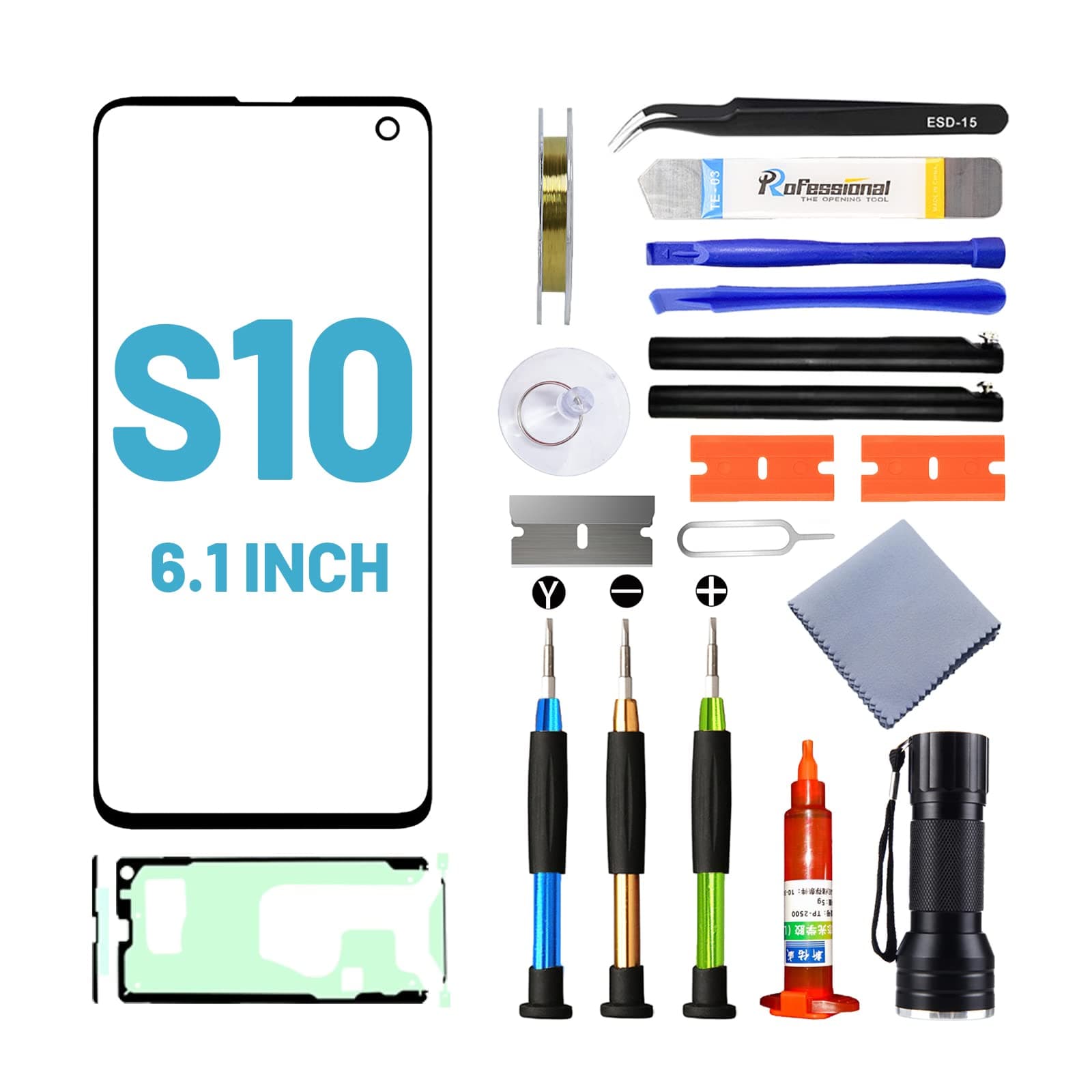 Screen Replacement for Samsung Galaxy S10,Replacement Screen for Galaxy S10 Series 6.1 inch,Screen Repair Kit with Waterproof Adhesive(NO OLED & Touch Digitizer)
