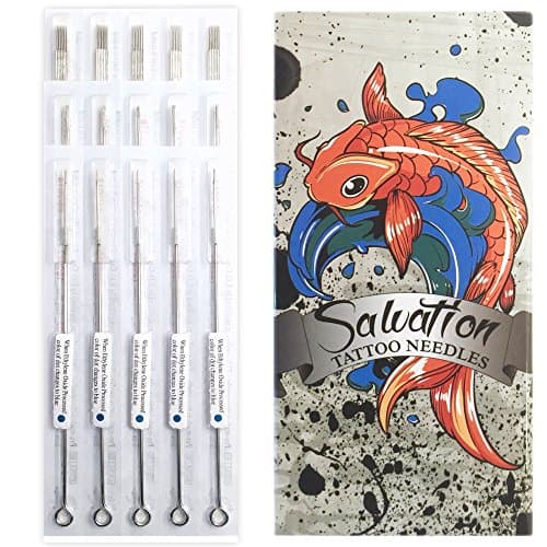 Assorted Tattoo Needles Liners and Shaders - 100 Pieces - Disposable & Sterilized - Mixed Box Round & Magnums Sizes by Salvation
