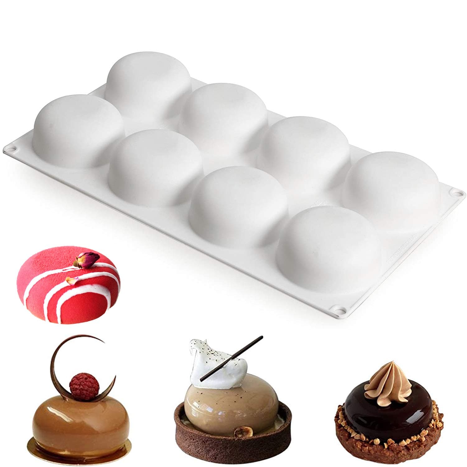 OCPO Kitchen 3D Stone Silicone Mold for Baking Mousse Cake French Dessert Pastry Chocolate Pudding Cupcake, Stone Shape (8-Cavity)