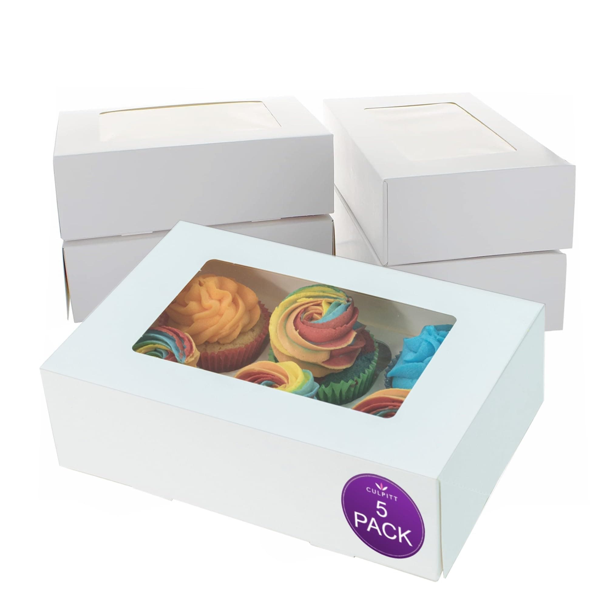 Culpitt Premium 6 Hole Cupcake Boxes, 5 Pack