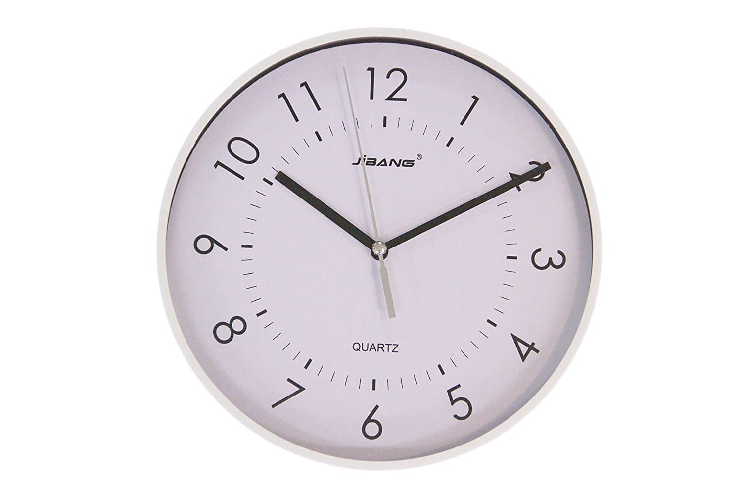 Minimalist Round 9-inch Sweeping Movement Wall Clock - White