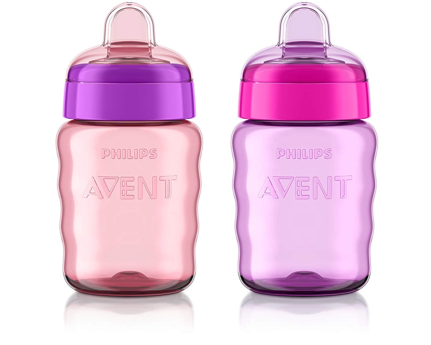 My Easy Sippy Cup with Soft Spout and Spill-Proof Design, Pink/Purple, 9oz, SCF553/23 (Pack of 2)