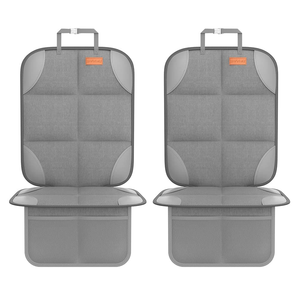 SMART ELF 2 Pack Car Seat Protector - 600D Fabric Waterproof Carseat Protector with Thickly Padded to Protect Your Car Seats from Child Seats and Pets (Light Grey)