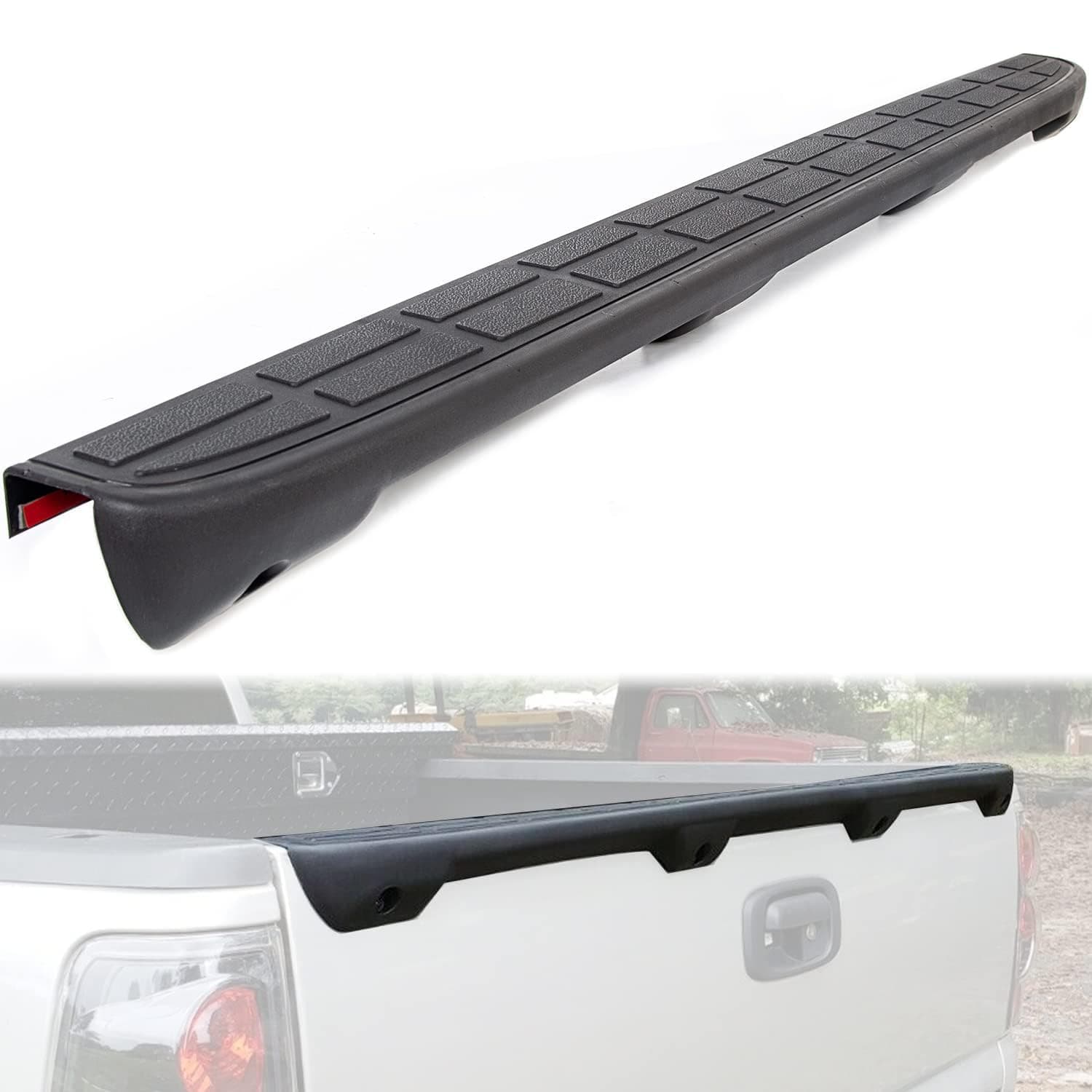 Tailgate Spoiler Cap Cover Compatible with 1999-2007 Chevy Silverado GMC Sierra Replacement for 15932249 GM1909101 Molding Top Protector Textured Black