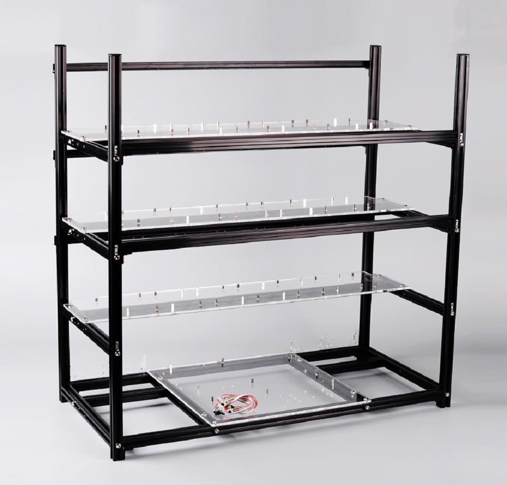 19 GPU Open Air Mining Case Rig Aluminum Stackable Computer ETH Frame Miner Rack Unassembled (Only Frame and Fan Brackets Included)