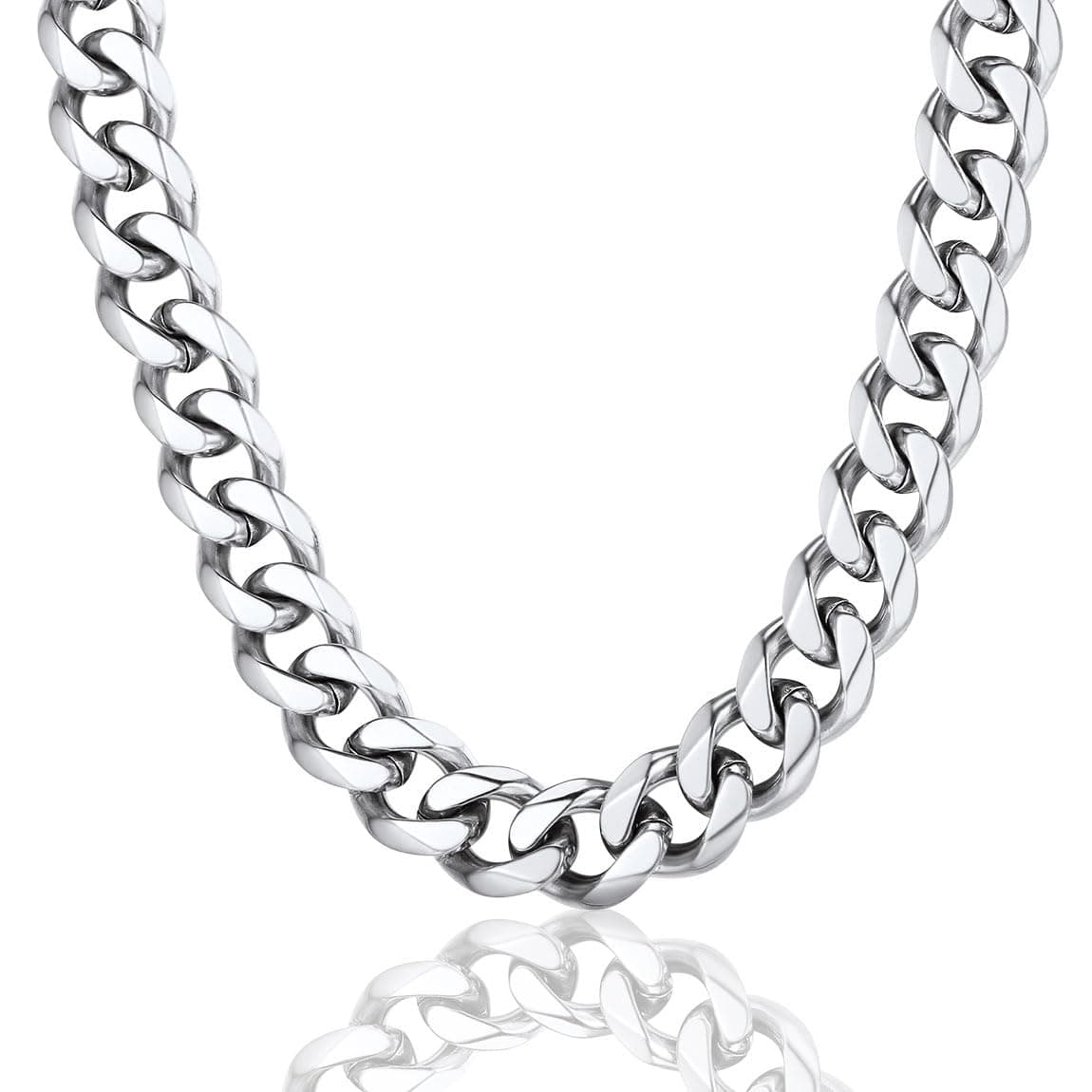 Stainless Steel Cuban Link Chains for Men,Silver/Black/Gold Plated Miami Cuban Chain Necklace 3/6/9/12mm Width,14"-30" Durable Mens Jewelry Gifts for Father's Day Valentine's Day Christmas