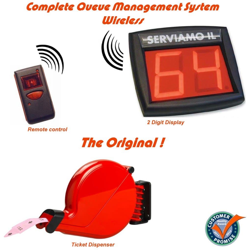 WIRELESS QUEUE MANAGEMENT SYSTEM, COMPLETE DISPENSER, DISPLAY, REMOTE CONTROL