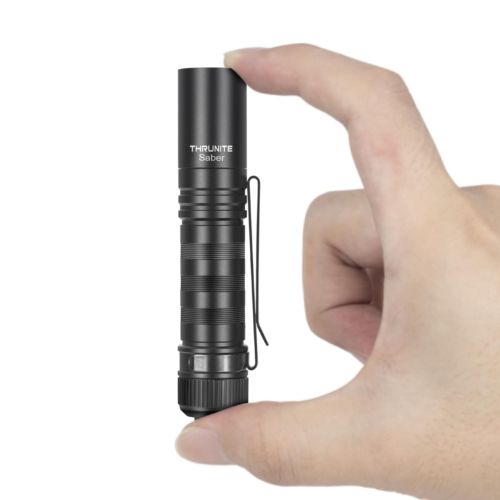 Saber 659 Lumens Small EDC Flashlight AA Rechargeable, High Performance SST20 LED Mini Pocket Flashlight with Clip