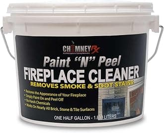 300467 Paint N Peel Fireplace Cleaner – Removes Smoke & Soot Stains from Brick, Tile, & Stone Surfaces Around Fireplace Fronts & Hearths – Water-Based, & Easy Peel-Off, 1/2 Gallon