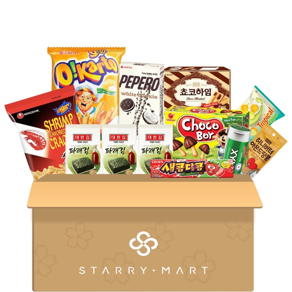 Assorted Asian Snack Box Snacks & Candy Box (10 Full-Size Items) - Variety Pack – Authentic Popular Treats Sampler (Assorted Korean Snack Box)