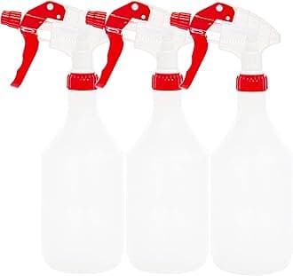 Clay Roberts Water Spray Bottles, Mist and Jet Settings, Pack of 3, Red, 750ml, Measuring Gauge, Red Spray Bottles, Cleaning, Gardening, Sprayer Bottle, Water for Cleaning