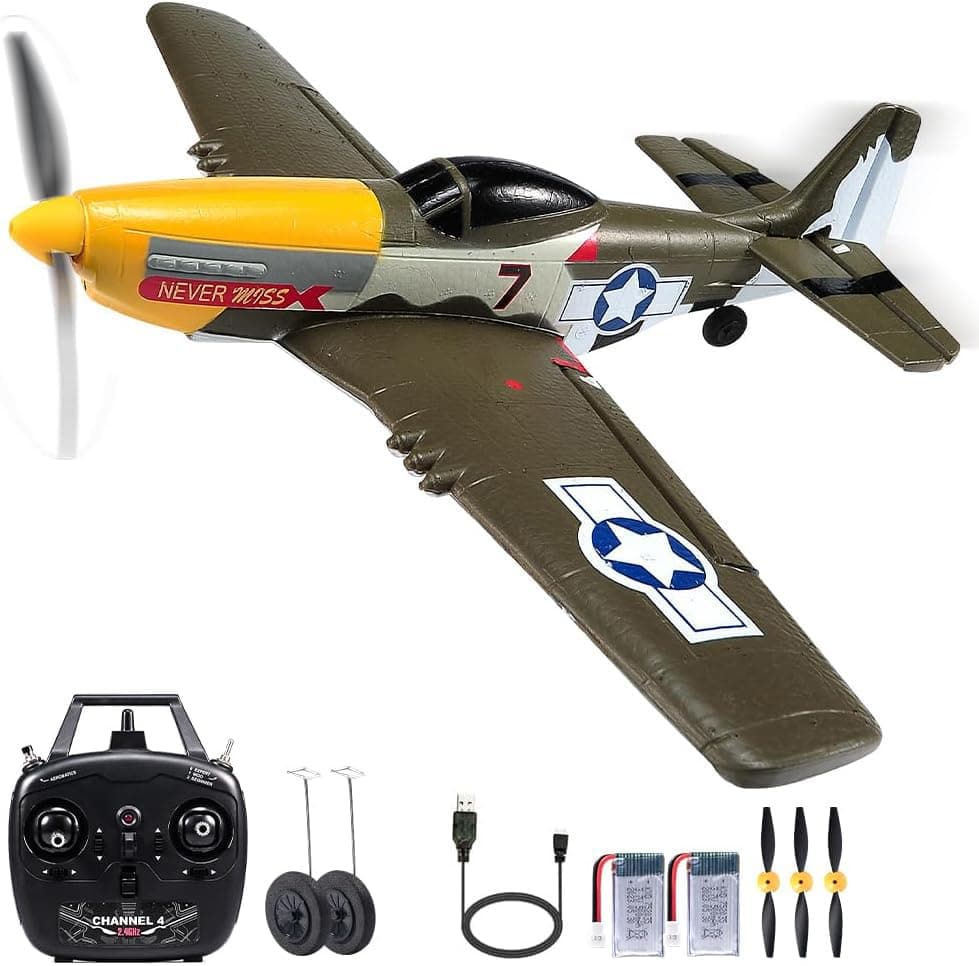 RC Plane 4 Channel Remote Control Airplane Ready to Fly P51D Mustang RC Airplane Easy Control for Beginners Adults
