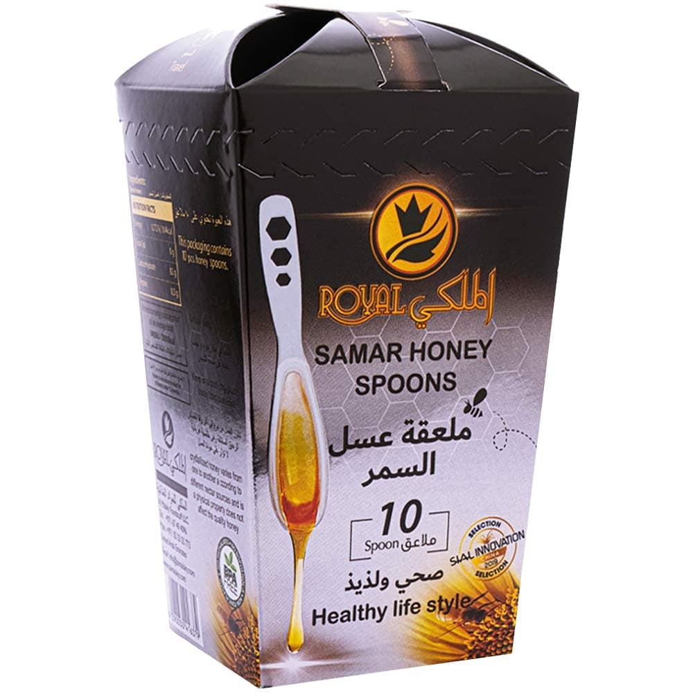 AL MALAKY ROYAL Samar Honey Spoons, Free from any Preservatives, 100% Pure & Natural Honey - 10 Pieces (Emirate Samar)