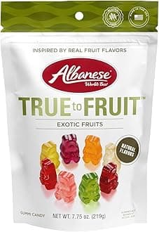 Albanese World's Best True to Fruit – Exotic Fruits Gummies, 7.75oz Bag of Candy, Individually Wrapped Soft & Chewy Candy Snacks