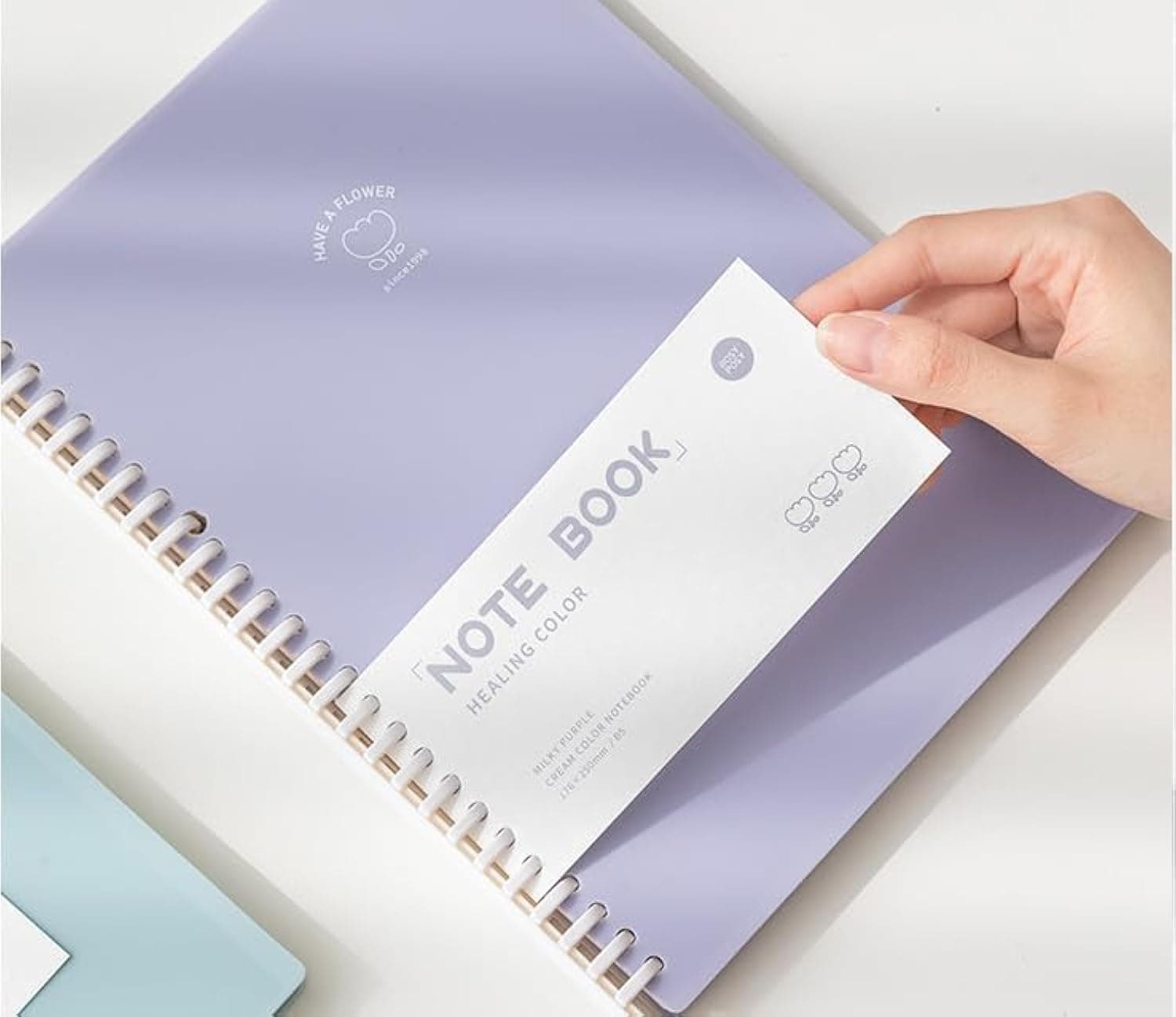 Premify B5 Loose-Leaf Binder Spiral Notebook, Healing Colors Plastic Cover with Refillable Lined Paper, 26 Ring Holes Study Personal Planner 80 Sheets, Writing journal Dairy