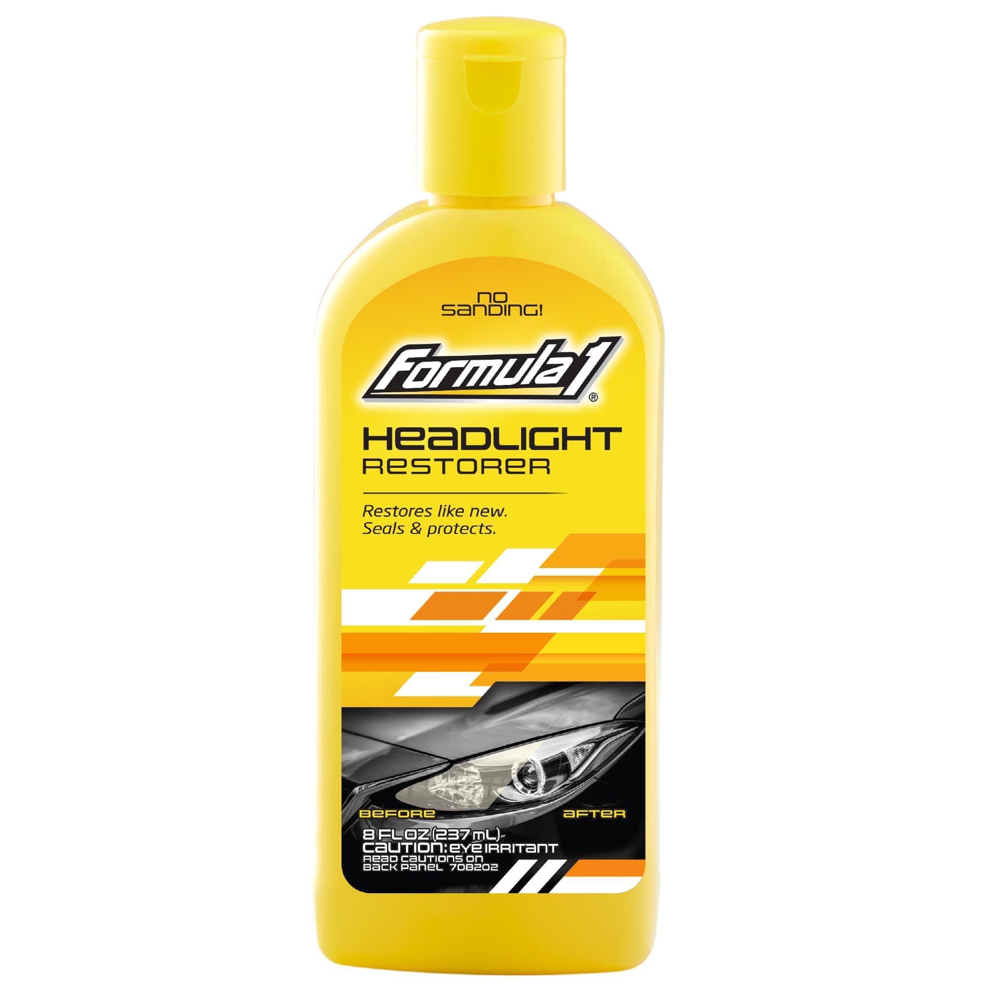 Formula 1 Headlight Restorer-Car Detailing Solution - 8 Fl oz Restores Cloudy and Yellowed Headlights & Improves Night Driving Visibility-One-Step Easy Application Glass Headlight Cleaner for Vehicles