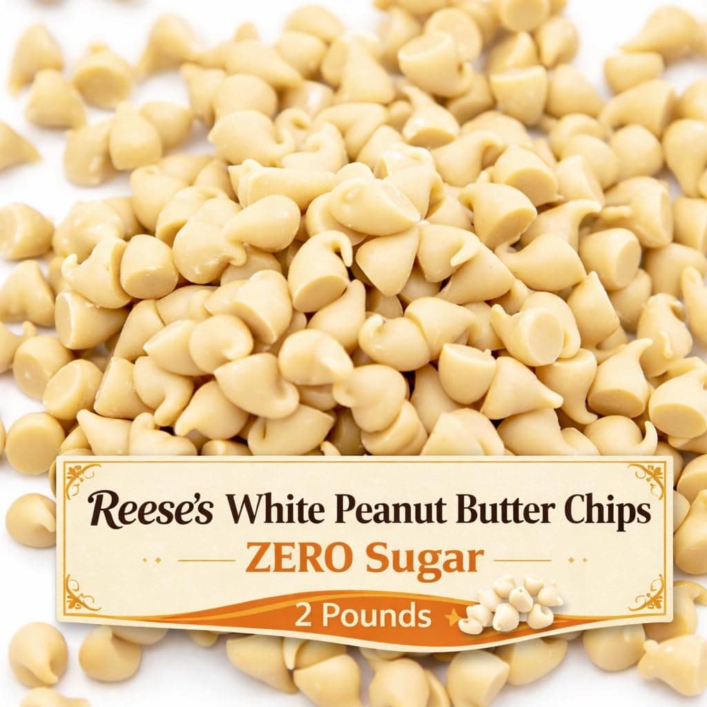 Reese White Peanut Butter Chips ZERO Sugar Peanut Butter Baking Chips -2 lb - Gluten Free with No Artificial Colors or Preservatives, Perfect for Baking and Stocking Stuffers and Great for Sharing