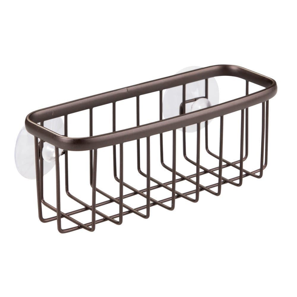 iDesign Axis Kitchen Sink Suction Holder for Sponges, Scrub Brushes, Soap - Bronze
