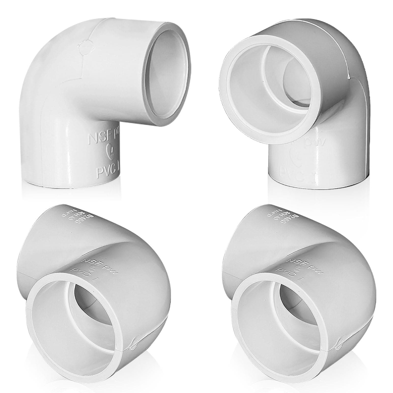 4PCS 2'' PVC 90 Degree Elbow, 2 Way Right Angle PVC Pipe Adapter Fittings, PVC Pipe Corner Connector for Sch40 PVC Pipe DIY Frame