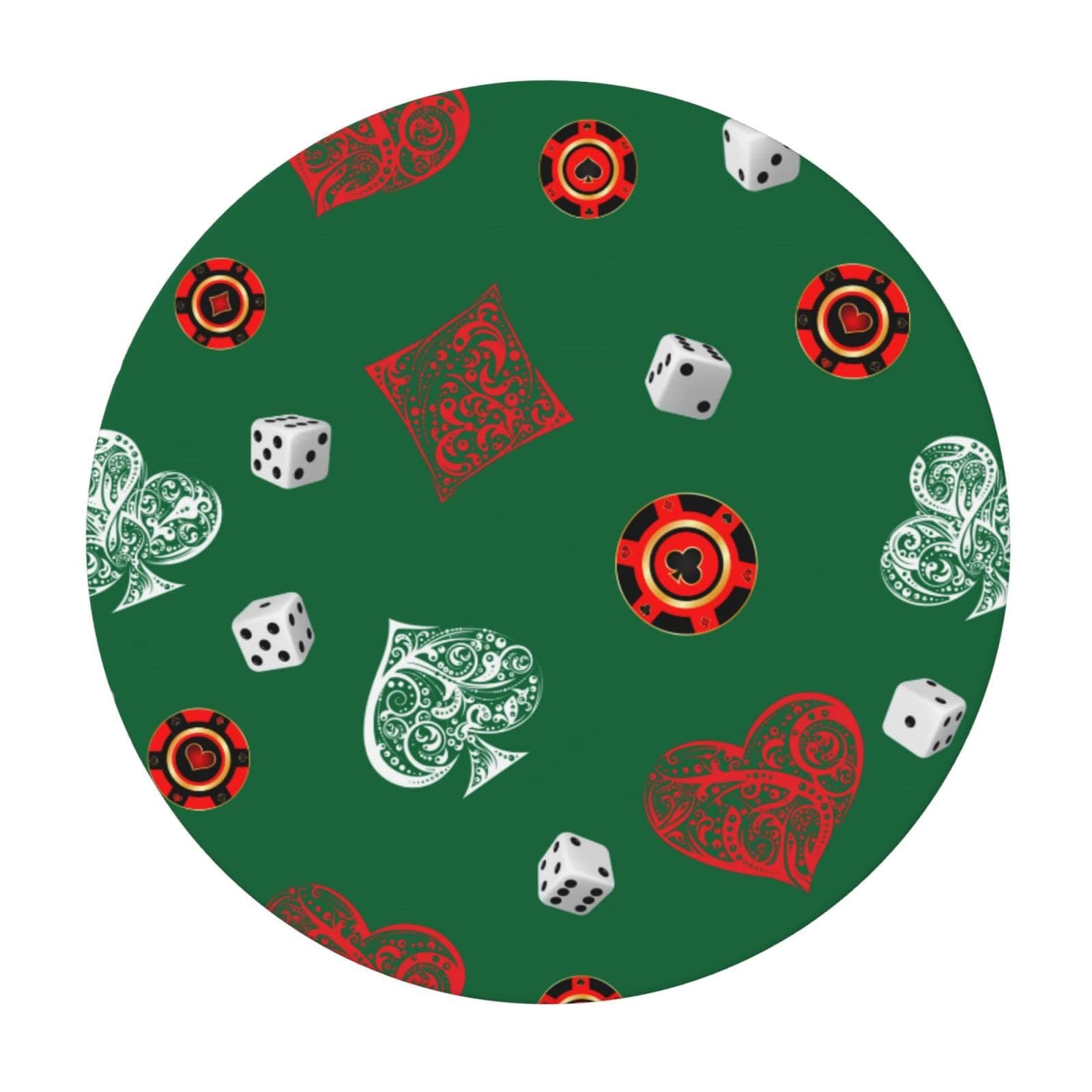 Game Card Round Tablecloth Elastic Fitted Table Cover Washable Elastic Edge Tablecloths for Kitchen Dining Party Fitted Table 45-50 inch