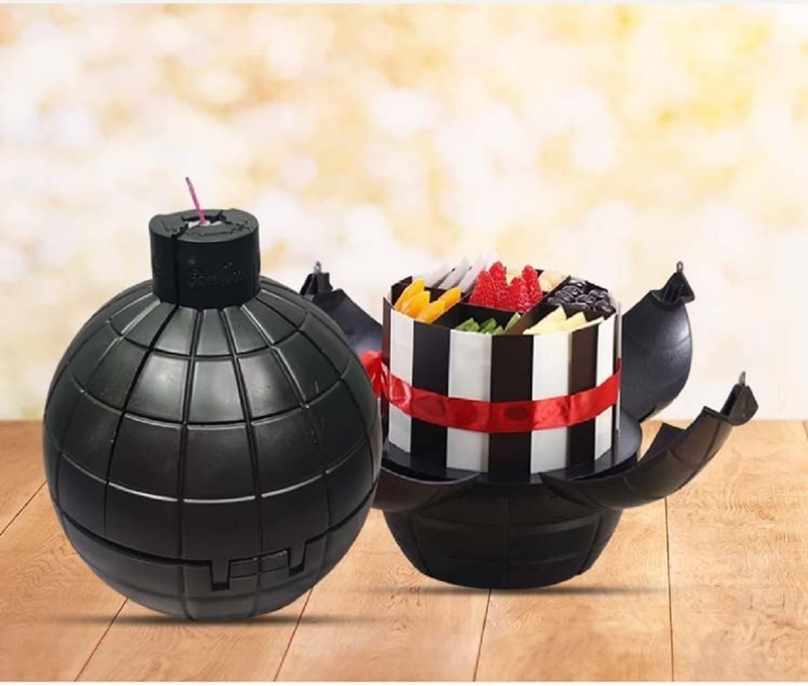 Sherni Cake Decor Surprise Unexpected Plastic Bomb Shaped Cake Box for All Occasions Reusable Surprise Bomb Shaped Cake Box Bombshell Surprise Cake Stand Bomb Cake Gift Box Mould