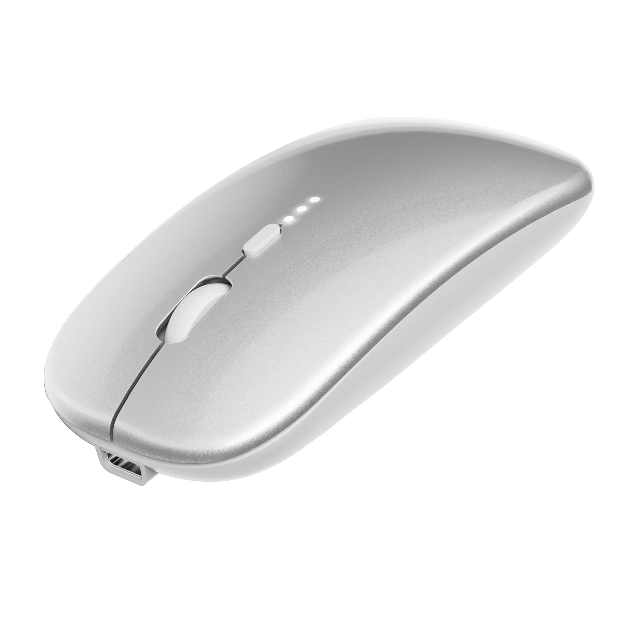 Wireless Mouse, 2.4G Slim Mute Silent Click Noiseless Optical Mouse with USB Receiver and Type C Adapter Compatible with Notebook, PC, Laptop, Computer, MacBook (Silver)
