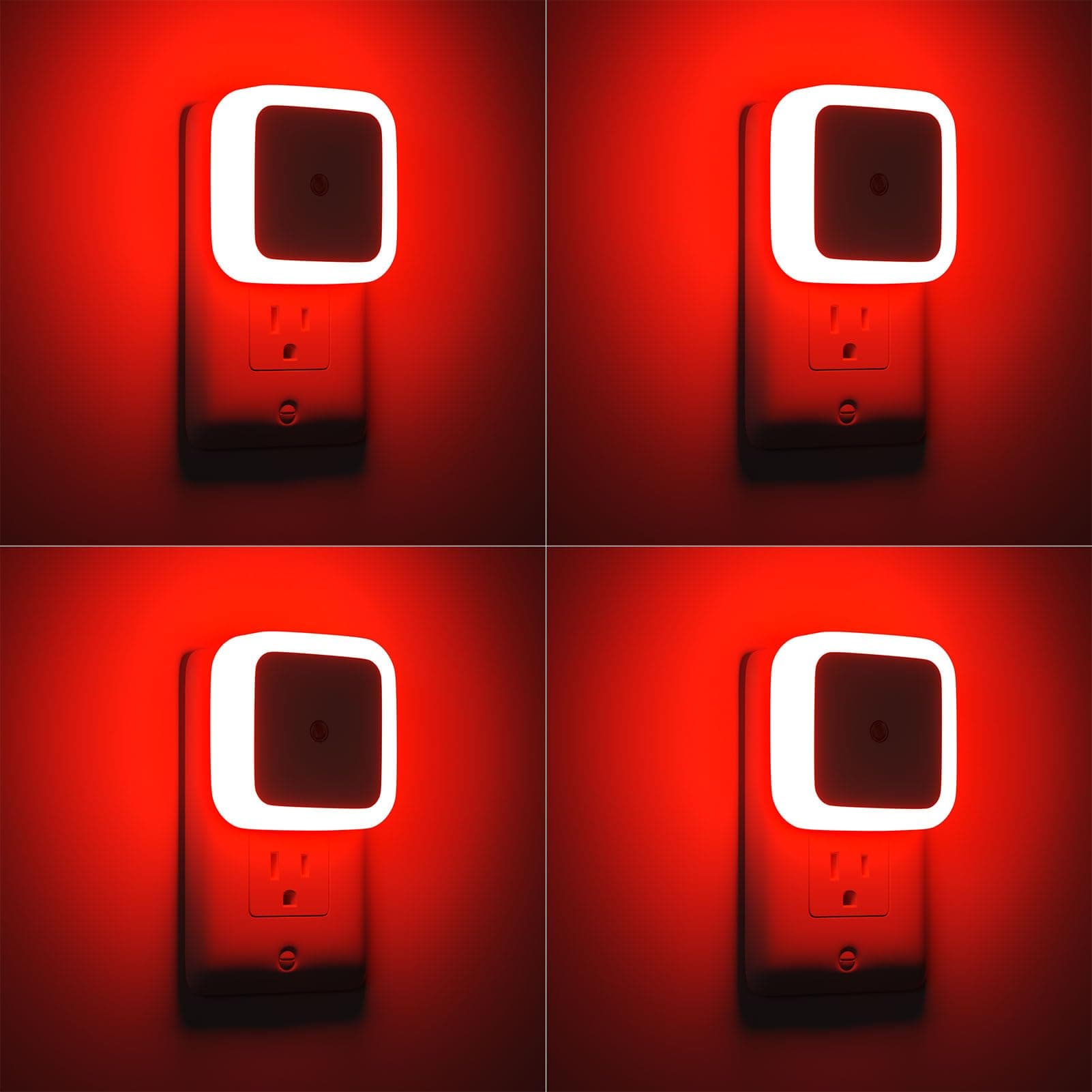 Sujeet Red Night Light, Night Lights Plug into Wall 4-Pack, Nightlight Plug in Night Light, Dusk to Dawn Night Lamp Led Night Lights for Adults Bedroom, Bathroom, Hallway