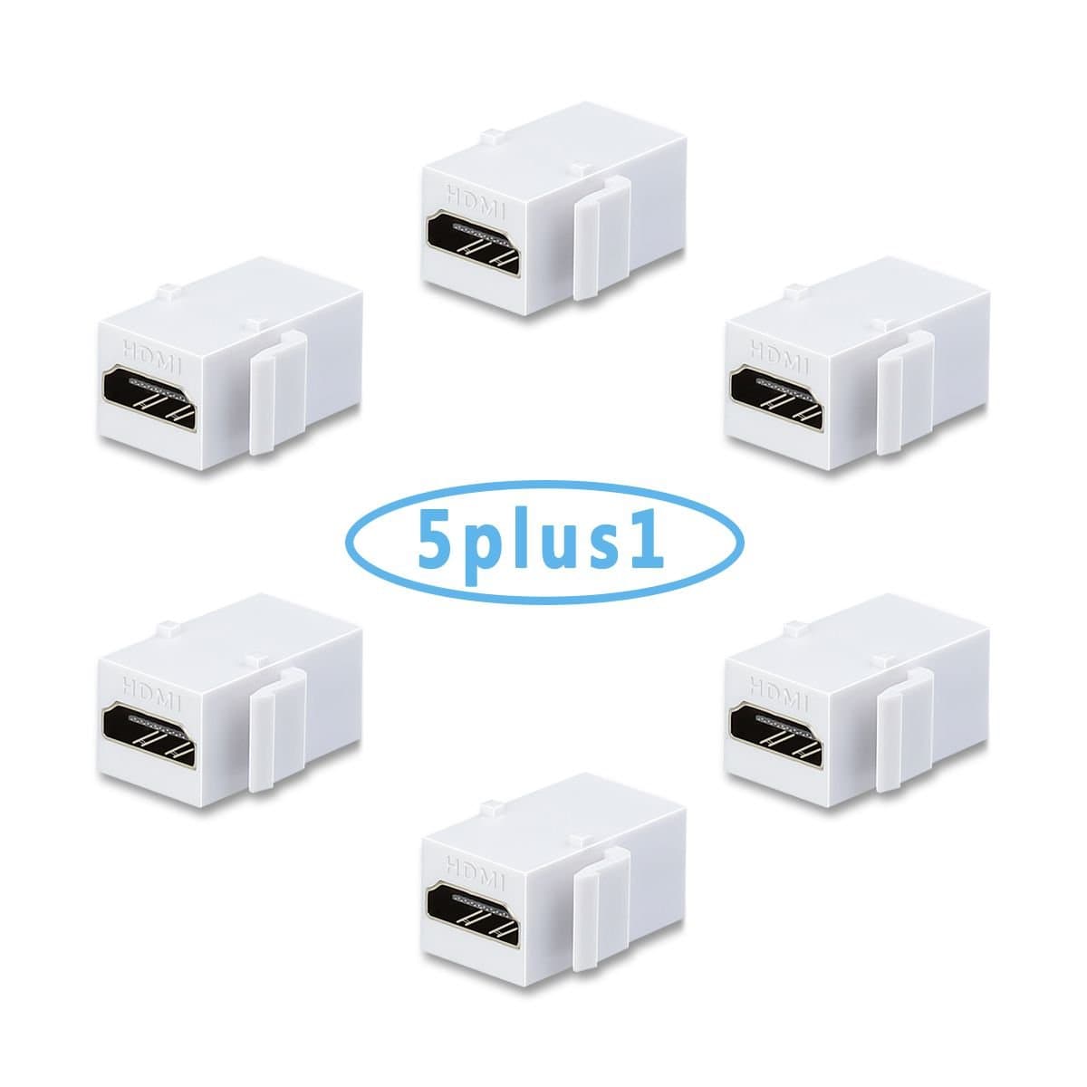 HDMI Keystone Jack, AVACON 6 Pack HDMI Keystone Insert Female to Female Coupler Adapter (White)