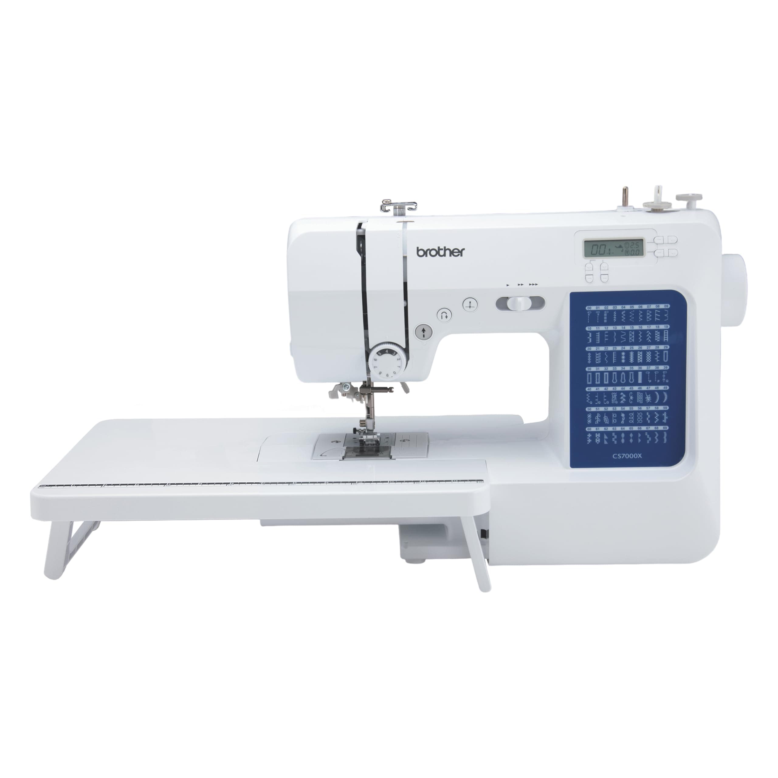 Brother CS7000X Computerized Sewing and Quilting Machine, 70 Built-in Stitches, LCD Display, Wide Table, 10 Included Feet, White