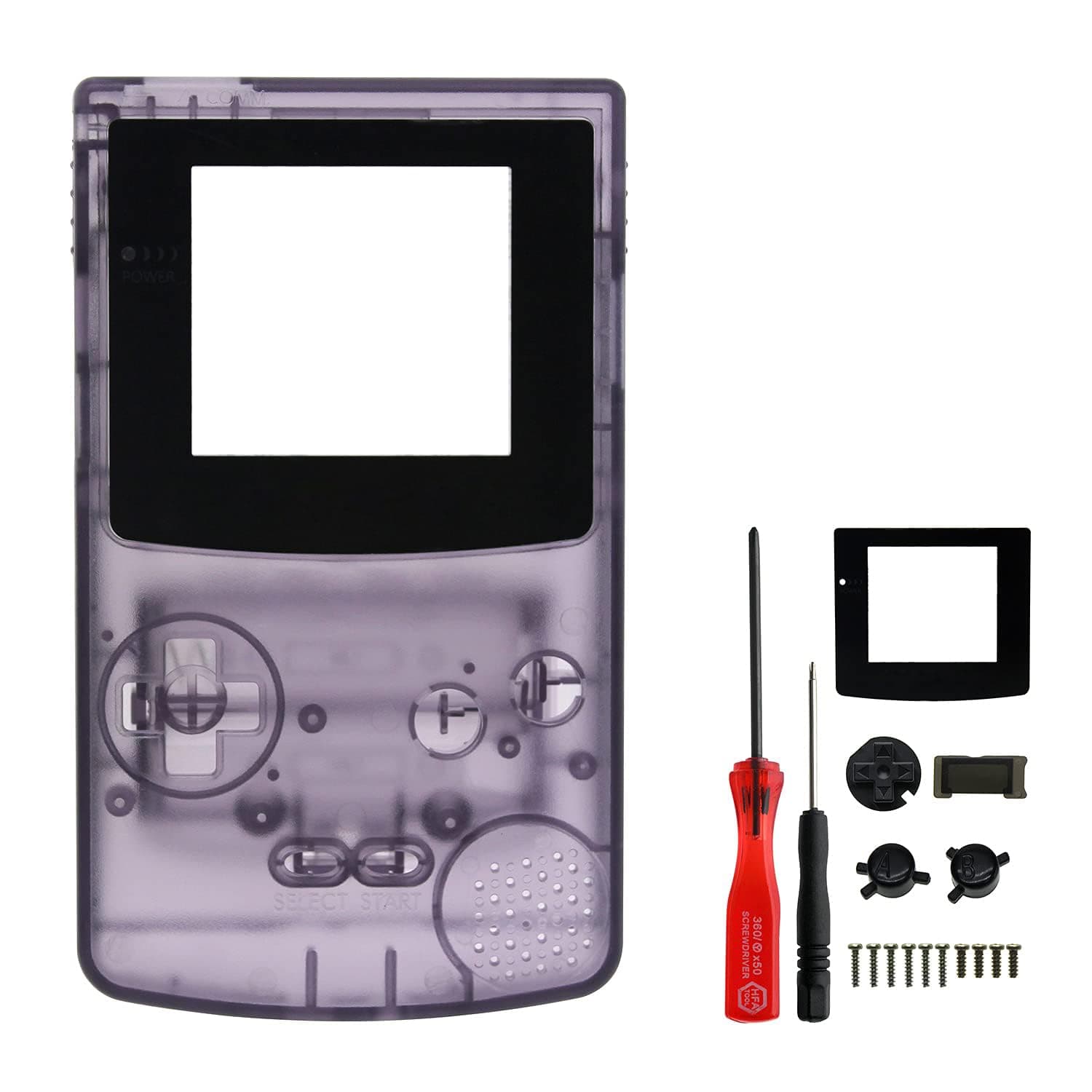 OSTENT Full Housing Replacement for Nintendo GBC Gameboy Color Console Color Clear Purple
