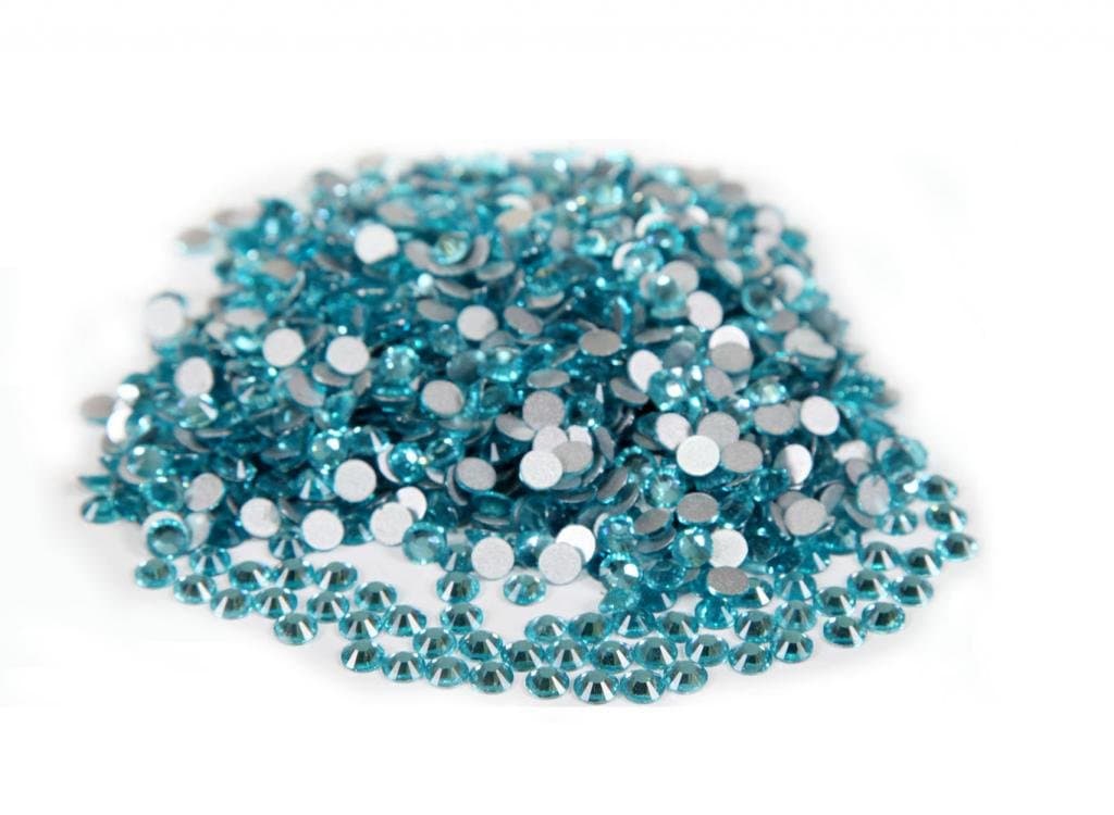 Jingle 1440pc/pack Crystal Non Hotfixed Flatback Rhinestones for Nails Nail Rhinestones Bag Shoe Nail Art Decoration DIY Beads Size ss6 1.9-2.0mm Aquamarine Color