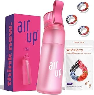 air upwater bottle (22oz) Hot Pink + 3 Wild Berry pods | Sugar free flavor pods & Water bottles with straw | Flavored water bottle