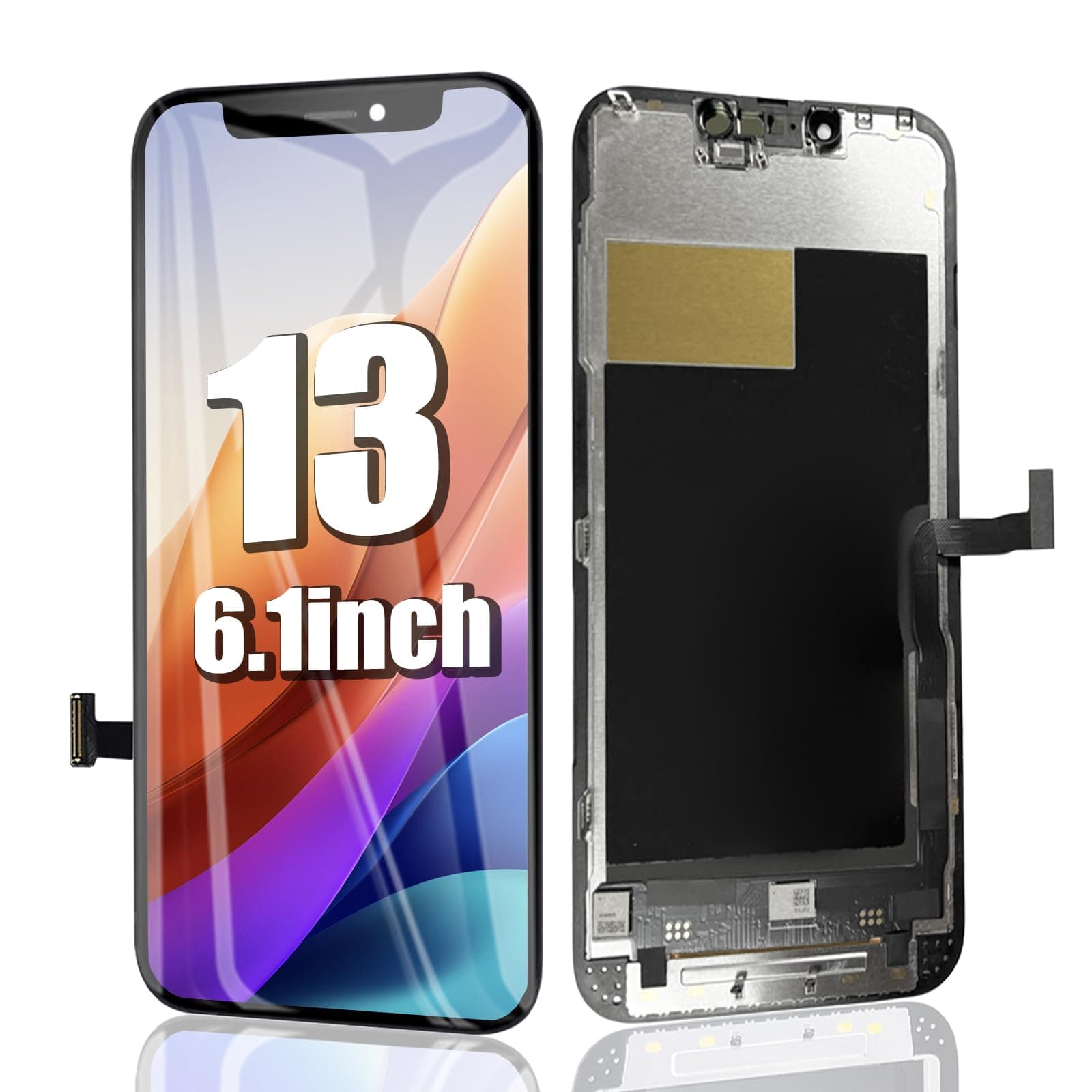 EFAITHFIX for iPhone 13 Screen Replacement 6.1 Inch LCD Screen 3D Touch Display Full HD Digitizer Frame Assembly Compatible with Model A2482,A2631,A2633,A2634,A2635 with Waterproof Adhesive (No Tools)