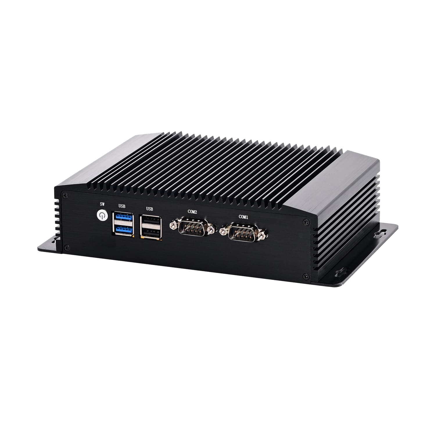HUNSN Fanless Industrial Computer, IPC, Mini PC, Windows 11 Pro or Linux Ubuntu, Intel N100, IM12, AC WiFi, BT, 4 x USB, 2 x COM, 2 x LAN, DP, 2 x HDMI, 8G RAM 512G SSD