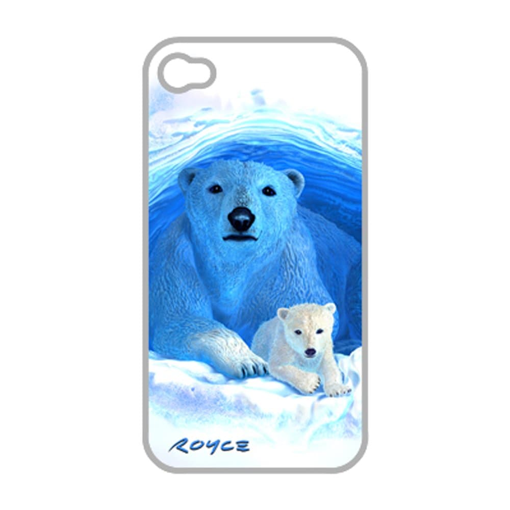 3D Apple iPhone 4 4S Protective Skin Hard Case Back Cover With 3-D "Polar Bears" Arctic Wildlife Art By Royce B McClure: Screen Protector Film Included