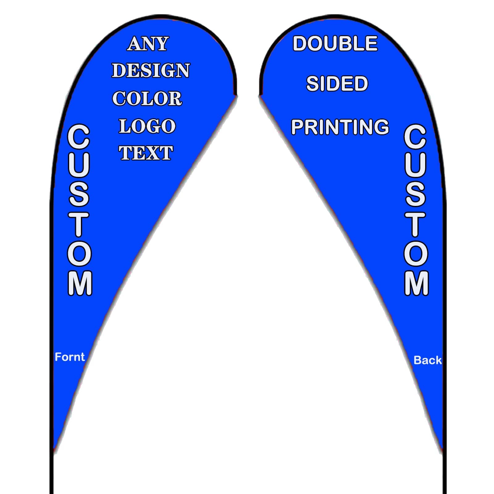 Custom Feather Flags, Personalized Double Sided Feather Flag Banner for Business Outside Advertising, Customized Your Own Logo Text Design (Teardrop Flag Only, 130x350cm/4.3x11.5FT)