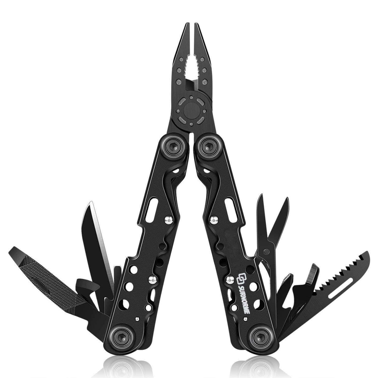 Multi Knife Multitool Pliers 13 in 1 Foldable Stainless Steel Black Pocket Tool for Outdoor Hiking Camping