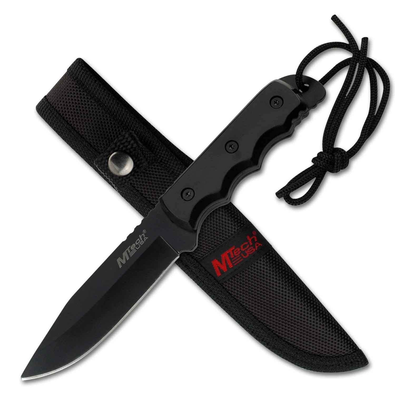 MT-20-35 Series Fixed Blade Knife, Black Drop Point Blade, Plastic Handle, 8-Inch Overall