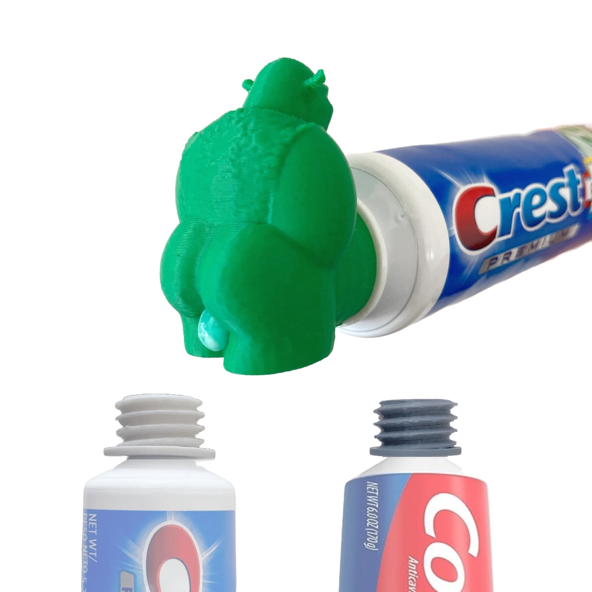Funny Shrek Pooping Toothpaste Topper, Includes 2 Adapters for Crest & Colgate Tubes (Shrek)