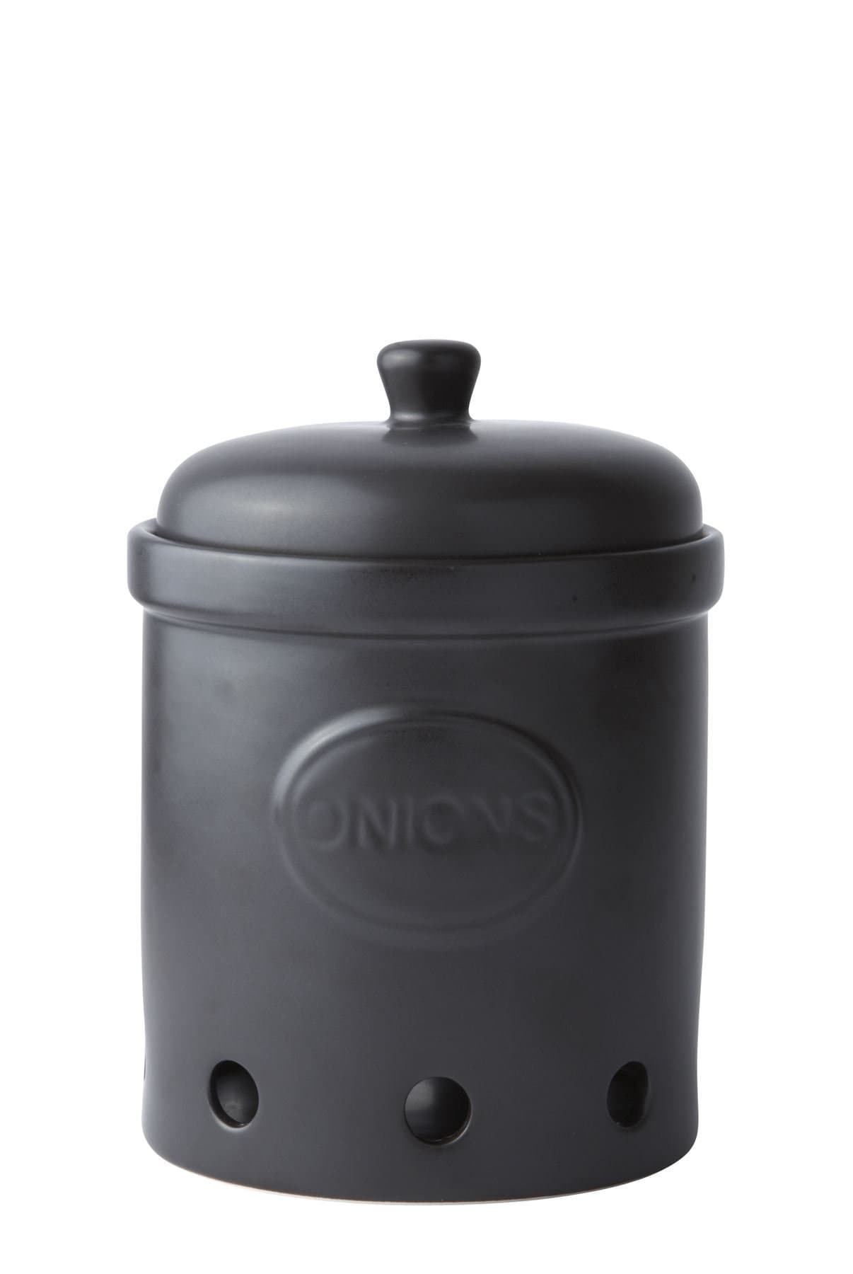 Galzone 242082 Removable Lid Round Ceramic Kitchen Canister Container Set, Ceramic, Black, 150 mm, 150 mm