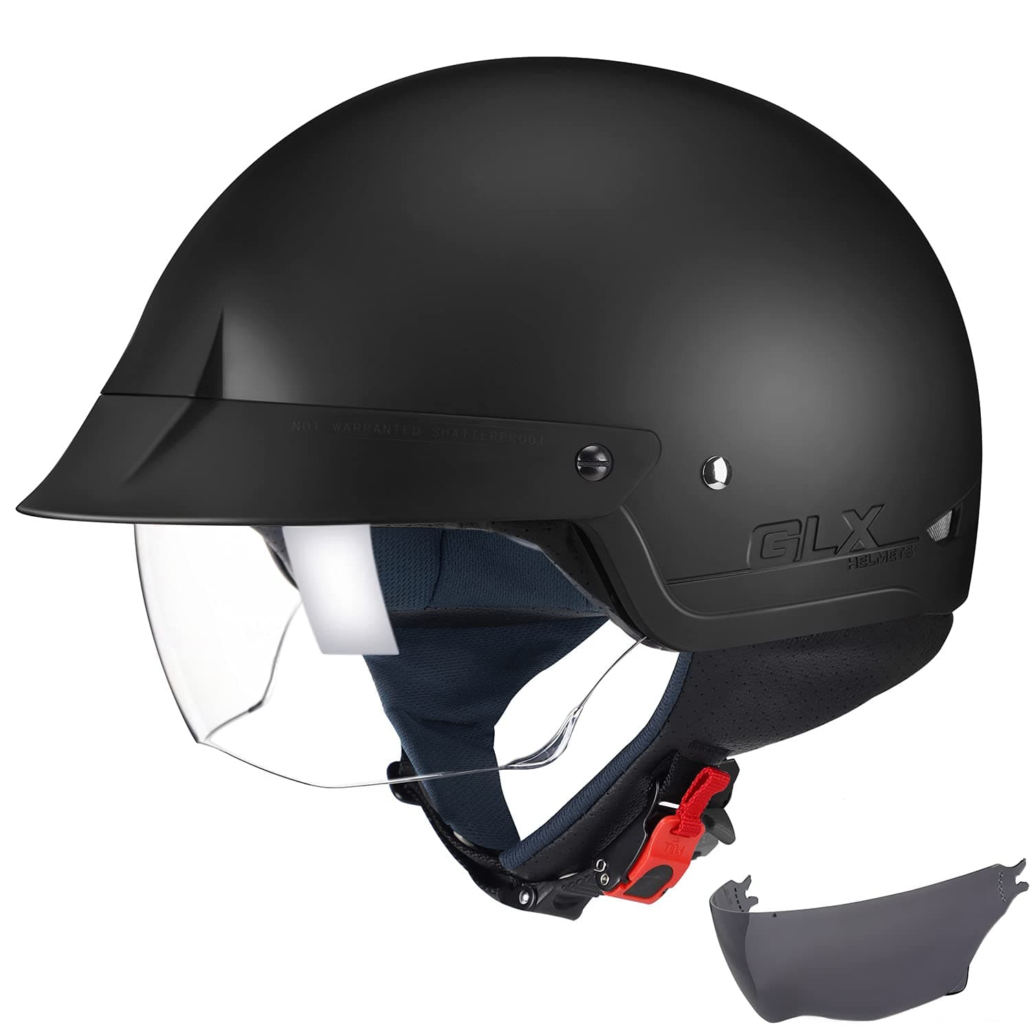 GLX M14 Open Face Motorcycle Helmet - Matte Black, Medium - DOT Approved