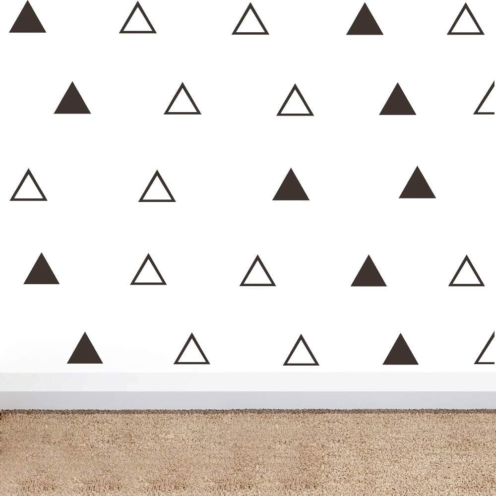 64pcs/Set Modern Vinyl Triangles Wall Decal Solid/Outline Triangles Pattern Wall Sticker DIY Home Decor Kids/Children Room Decor Stickers YYU-18 (Black)