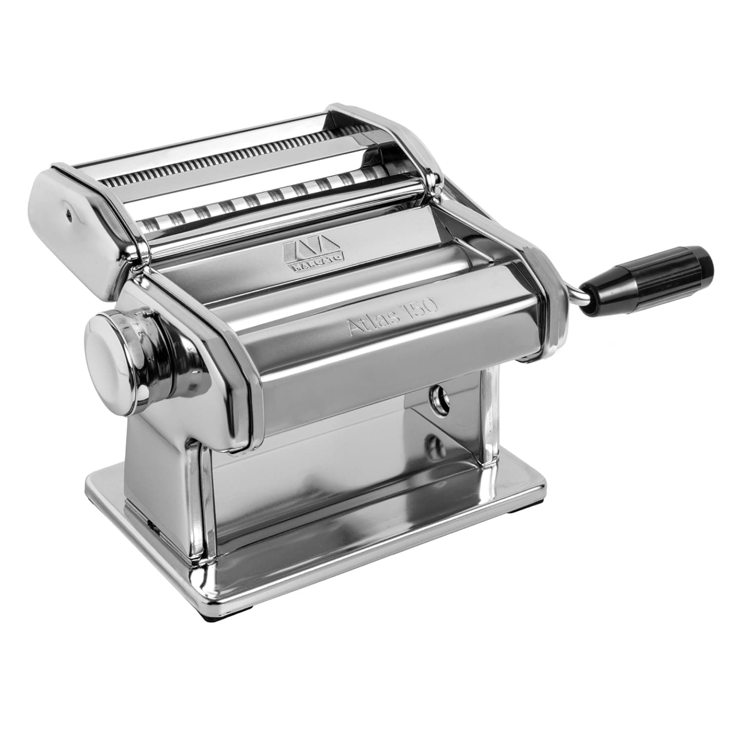Marcato Atlas Pasta Machine, Chrome, Includes Pasta Cutter, Hand Crank, and Instructions