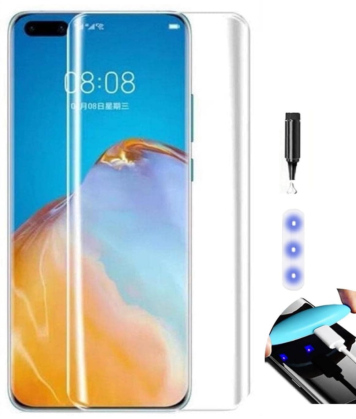 NISHTECH Advanced HD+ Curved UV Tempered Glass Screen Protector Designed for Tecno Phantom X || Full Screen Coverage with Easy Installation Kit (Anti-Scratch)